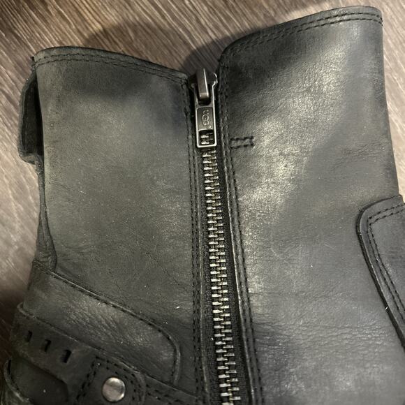 UGG Australia Womens Orion Black Leather Round Toe Ankle Booties Size 9 - Picture 5 of 10